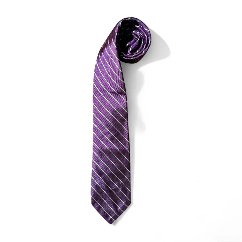 Vintage Polo Ralph Lauren Purple Diagonal Striped Neck Tie Classic Preppy Wide